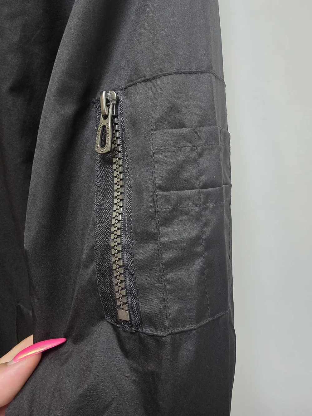 Men's Black Bomber Jacket with Zip Closure